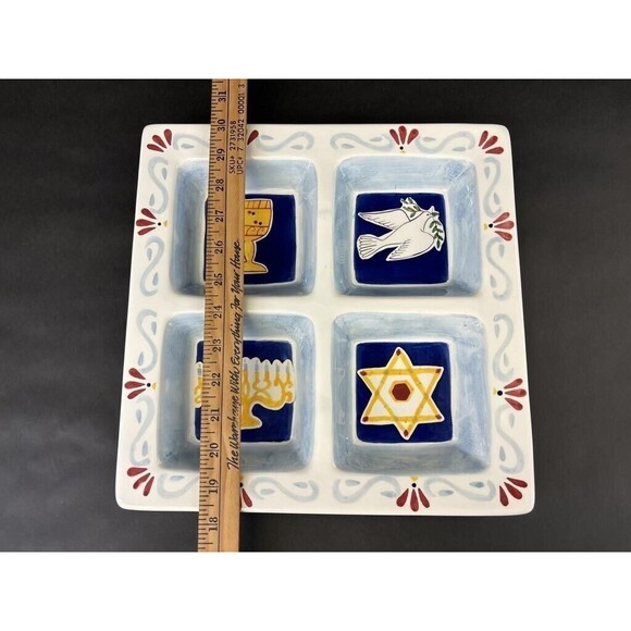 1980'S LARGE CERAMIC DIVIDED SERVING PLATTER JEWISH HANUKKAH CHANUKAH DESIGN - Picture 5 of 7